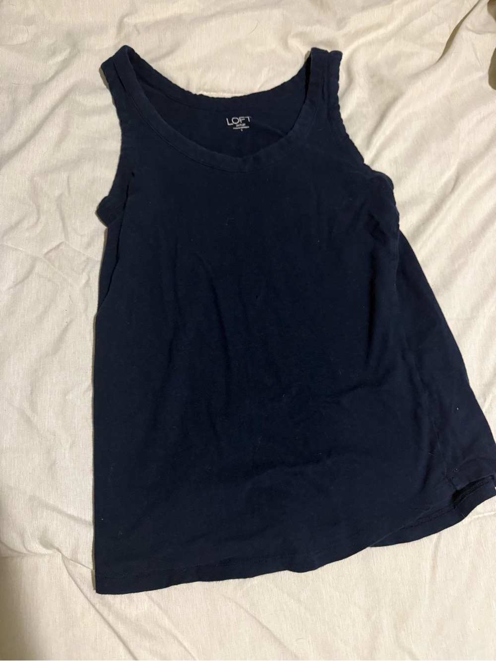 LOFT Navy Scoop Neck Tank Top